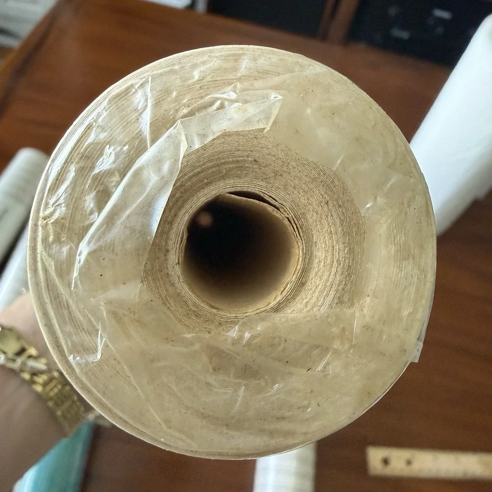 5 Rolls Vintage International Cream Taupe Ticking Stripe Wallpaper DH08598 NOS